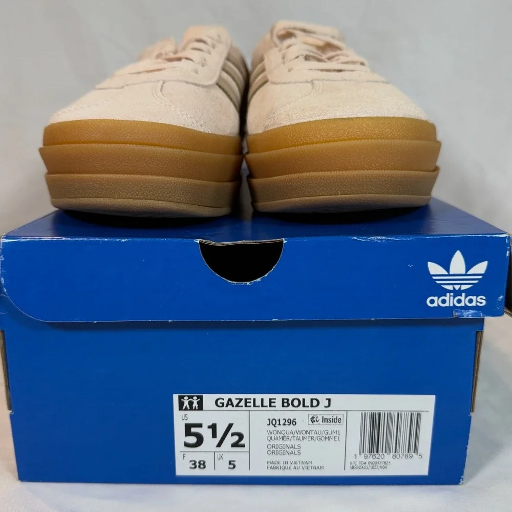 Adidas Gazelle Bold Grey White Gum Platform Sneakers Womens Shoes 5.5